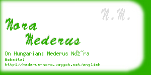 nora mederus business card